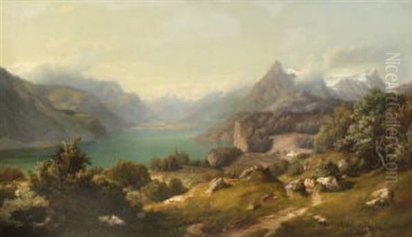 Blick Uber Den Vierwaldstattersee Oil Painting by Carl Friedrich Seiffert