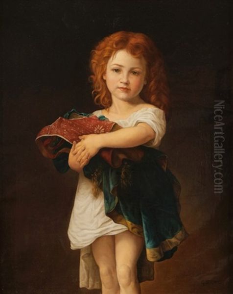 La Petite Fille En Robe Blanche Oil Painting by Guillaume Seignac