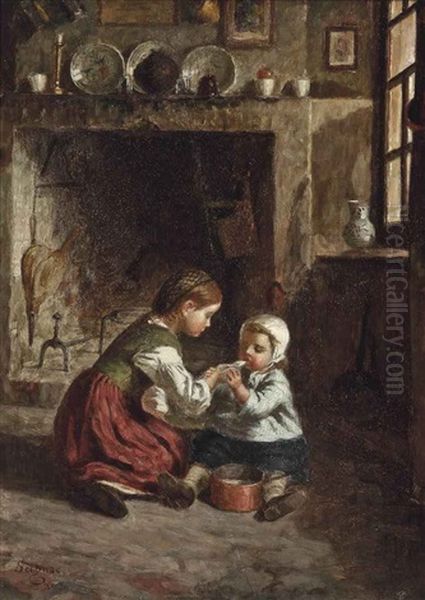 Feeding The Baby Oil Painting by Paul Seignac