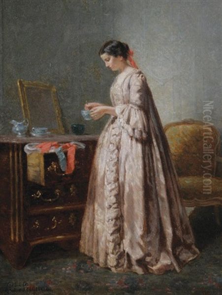 Lady In Her Dressing Room Oil Painting by Paul Seignac