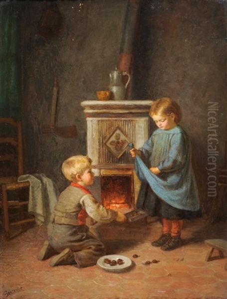 Roasting Chestnuts Oil Painting by Paul Seignac