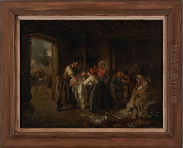 Interior Scene With Figures Oil Painting by Paul Seignac