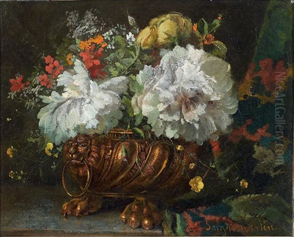 Bouquet Aux Pivoines Oil Painting by Jean Seignemartin