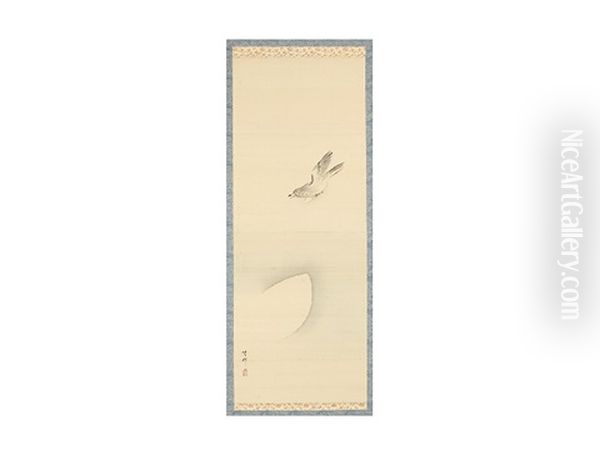 Moon With Cuckoo Oil Painting by Yokoyama Seiki