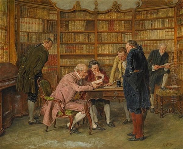 Die Gelehrtenversammlung Oil Painting by Carl Wilhelm Anton Seiler