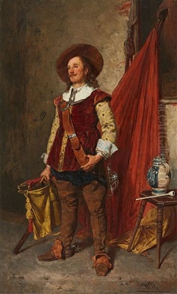 Soldier Of The Thirty Years' War Oil Painting by Carl Wilhelm Anton Seiler