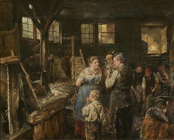 At The Blacksmith's Oil Painting by Carl Wilhelm Anton Seiler