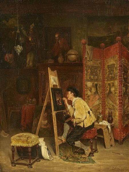 The Artist's Studio Oil Painting by Carl Wilhelm Anton Seiler