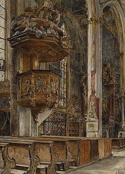 Kircheninterieur Oil Painting by Carl Wilhelm Anton Seiler