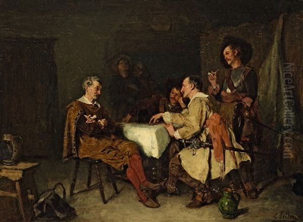 Landsknechte In Der Stube Oil Painting by Carl Wilhelm Anton Seiler