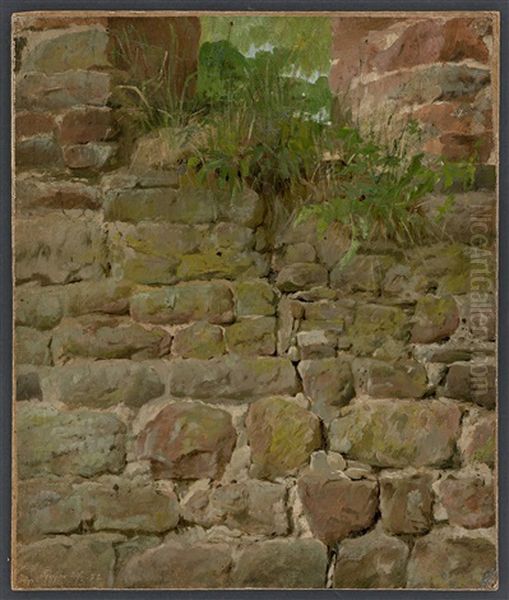 Old Wall In Treysa (north Hesse) Oil Painting by Carl Wilhelm Anton Seiler