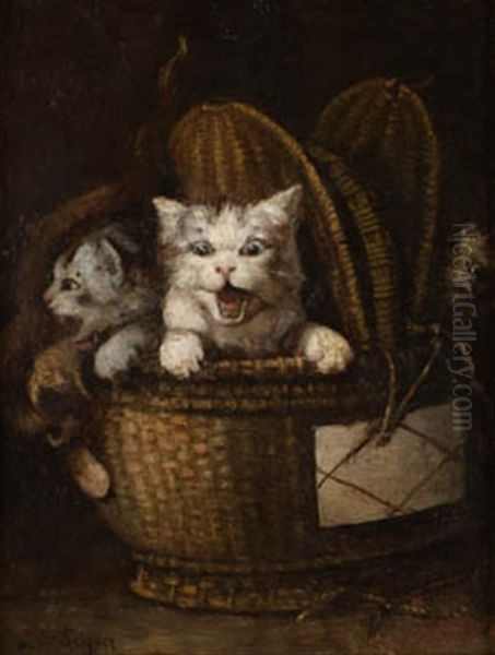 Gatos En Un Cesto Oil Painting by Alejandro Seiquer