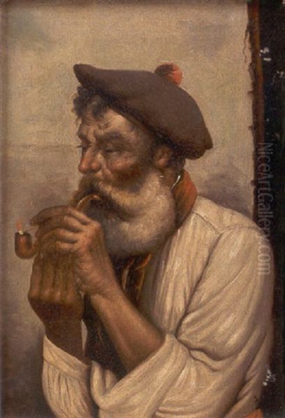 Viejo Fumando En Pipa Oil Painting by Alejandro Seiquer