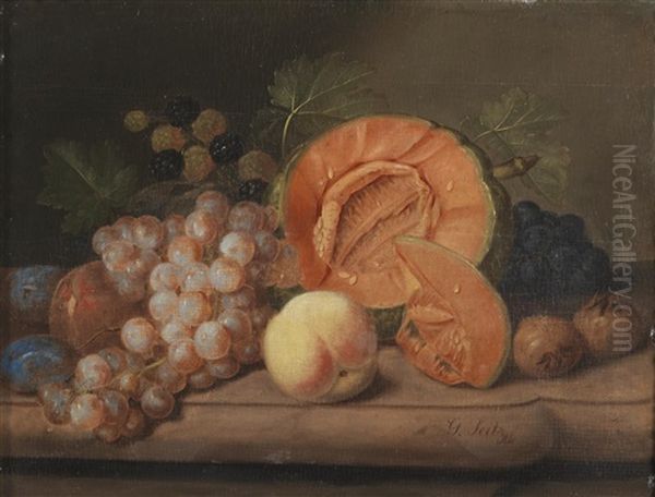 Still Life With Melon Oil Painting by Georg Seitz