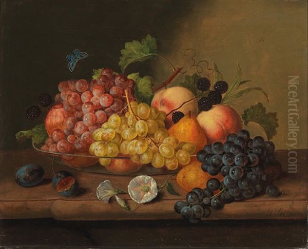 Stillleben Mit Melone Und Trauben Oil Painting by Georg Seitz