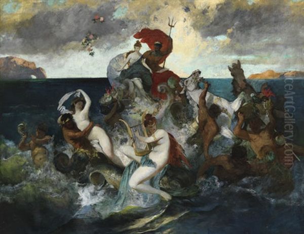 Hochzeitszug Des Neptun Und Der Amphitrite (olstudie) Oil Painting by Otto Seitz