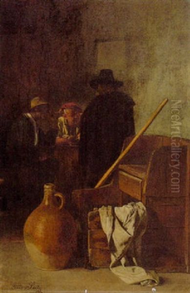 Drei Stammtischbruder In Der Schenke Am Tisch Oil Painting by Otto Seitz