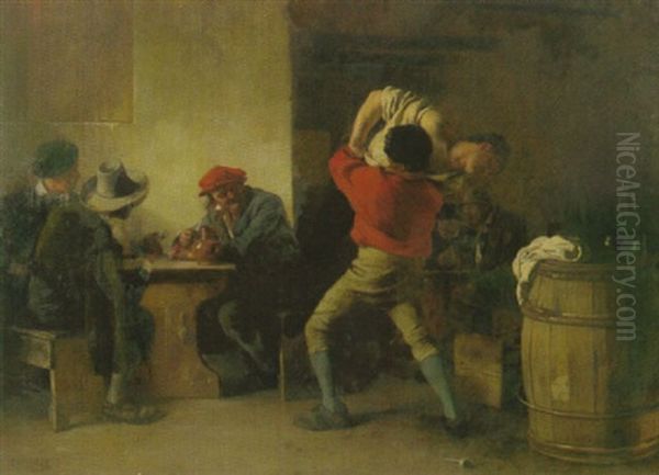 Zecher Und Raufbolde In Einer Bauernschenke Oil Painting by Otto Seitz