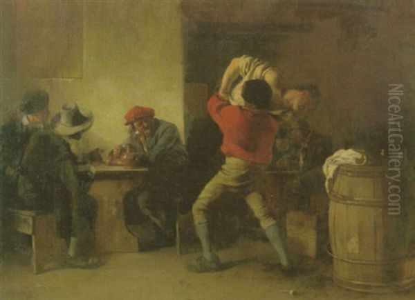 Zecher Und Raufbolde In Einer Bauernschenke Oil Painting by Otto Seitz