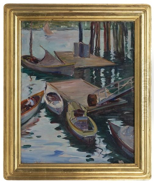 Boats At Gloucester Oil Painting by Dixie Selden