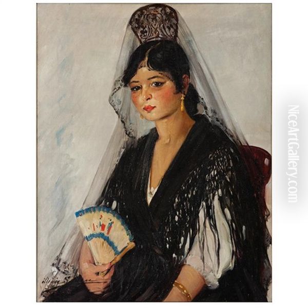 An Andalusian Belle Oil Painting by Dixie Selden