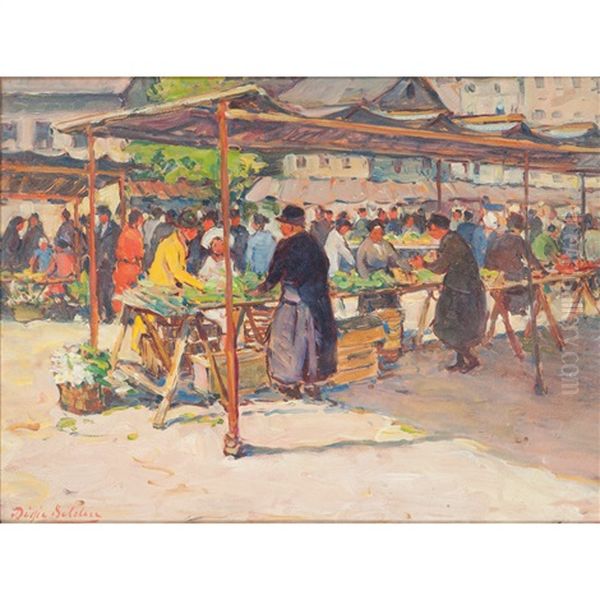 The Market - Brittany Oil Painting by Dixie Selden