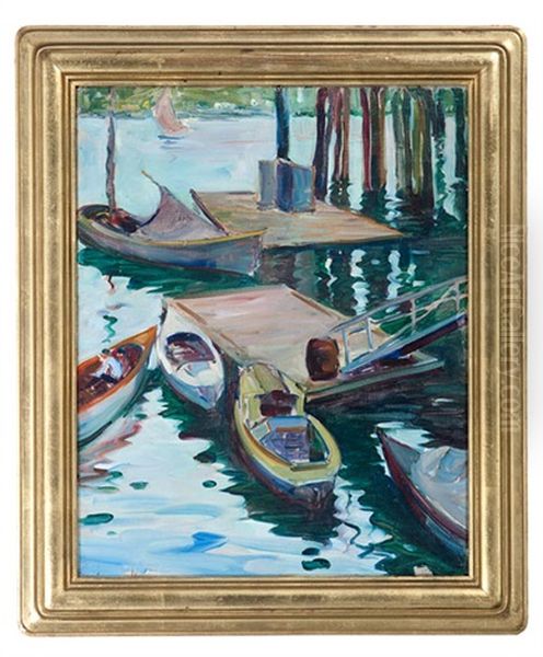 Boats At Gloucester Oil Painting by Dixie Selden