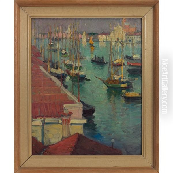 Boats In Harbor Oil Painting by Dixie Selden