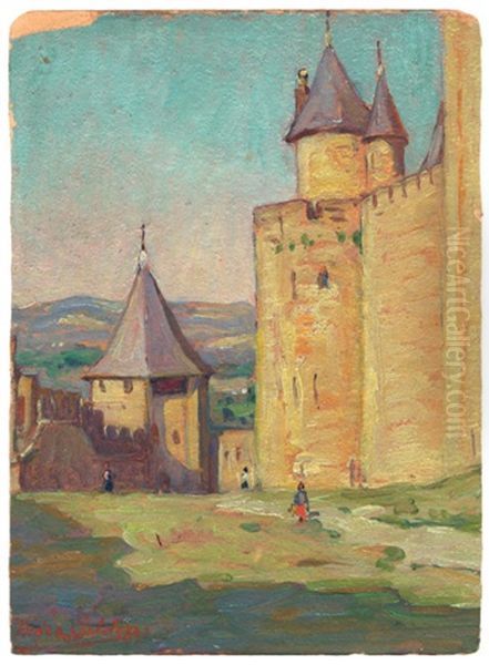 Ansicht Von Carcassonne Mit Dem Tour Du Moulin Du Midi Oil Painting by Dixie Selden