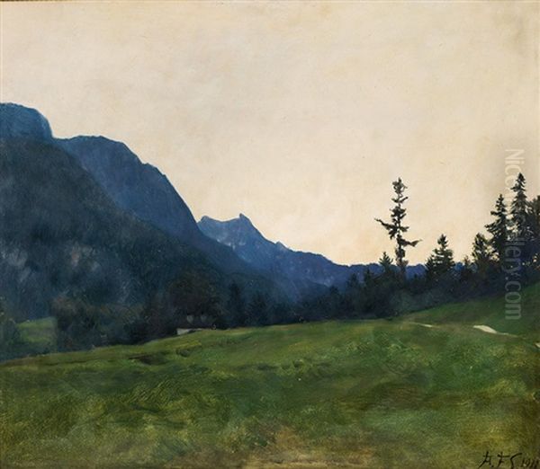 Abend Am Ahornbuhl Oil Painting by Adalbert Franz Seligmann