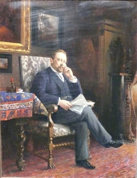 Portrait Of A Seated Gentleman Oil Painting by Adalbert Franz Seligmann