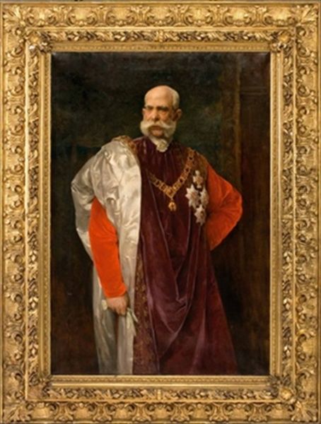 Dreiviertelportrait Von Kaiser Franz Joseph I. Mit Dem Goldenen Vlies Oil Painting by Adalbert Franz Seligmann