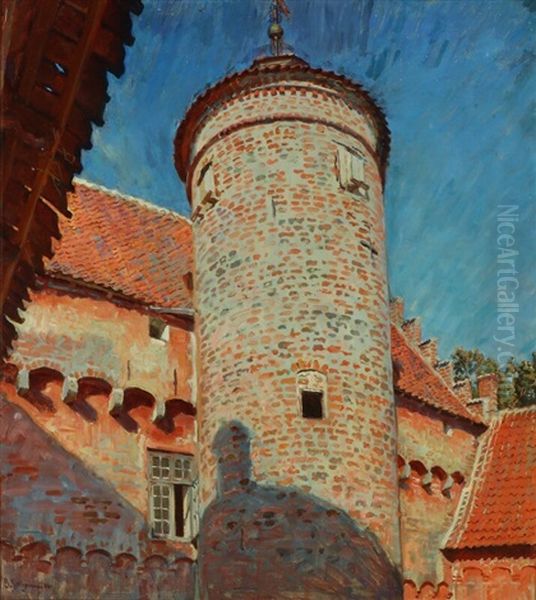 A Tower From The Manor Ryggaard Oil Painting by Georg Sofus Seligmann