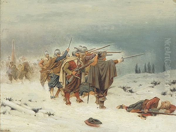 Soldaten Im Schnee Oil Painting by Christian Sell the Elder