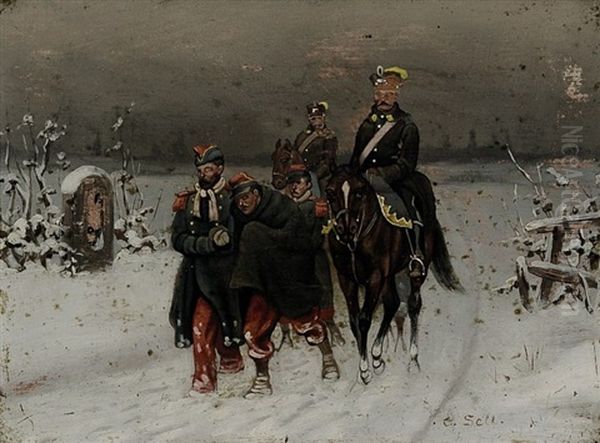 Soldaten Im Winter Oil Painting by Christian Sell the Elder