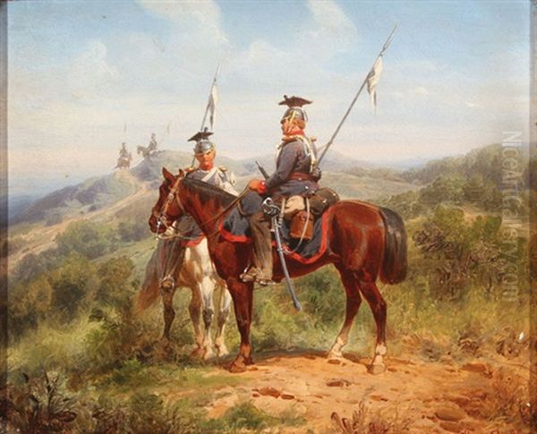 Calvary Troops (pair) Oil Painting by Christian Sell the Elder