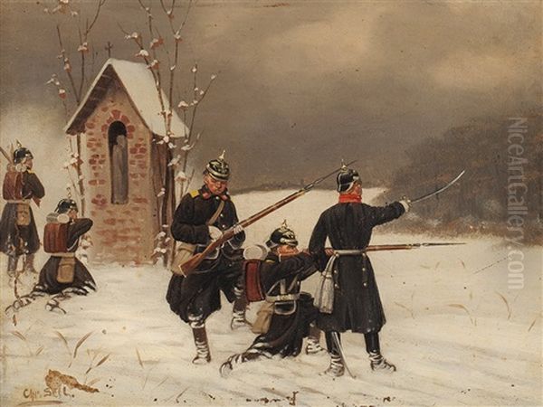 Prussian Infantry Oil Painting by Christian Sell the Elder