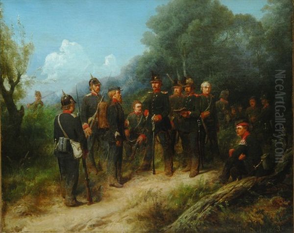 Prussian Soliders Oil Painting by Christian Sell the Elder