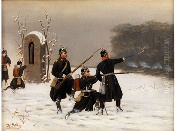 Preussische Infanterie Im Schnee Oil Painting by Christian Sell