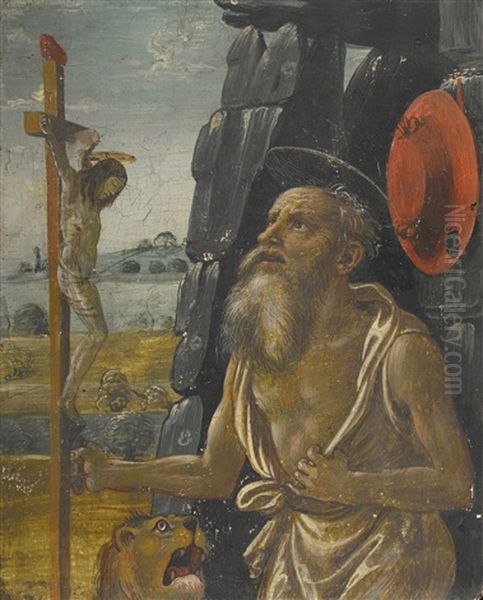 The Penitent Saint Jerome In The Wilderness Oil Painting by Jacopo Del Sellaio