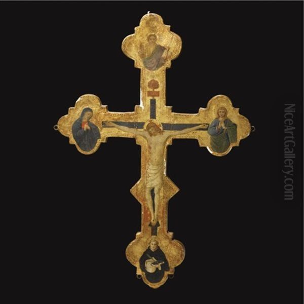 Processional Cross (recto/verso) Oil Painting by Jacopo Del Sellaio