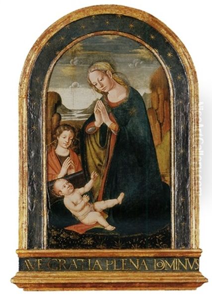 The Madonna And Child With The Young Saint John The Baptist Oil Painting by Jacopo Del Sellaio