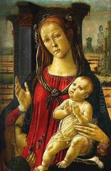 The Madonna And Child With The Infant Saint John The Baptist Oil Painting by Jacopo Del Sellaio