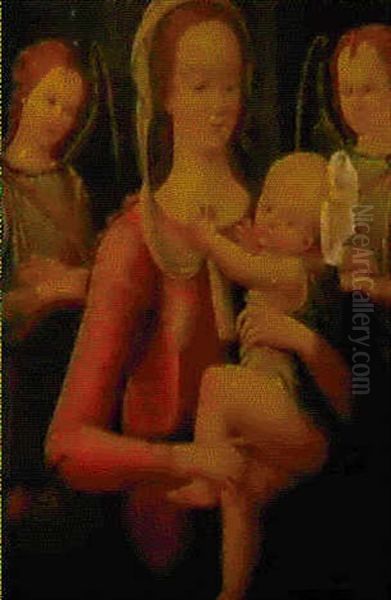 Madonna Col Bambino E Angeli Oil Painting by Jacopo Del Sellaio