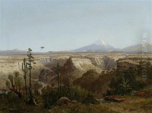 View Of The Atacama Desert In Chile With The Licancabur Volcano In The Background Oil Painting by Josef Selleny