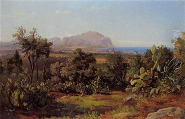 Blick Auf Palermo Und Den Monte Pellegrino by Josef Selleny