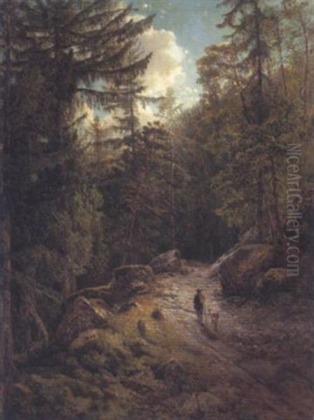 Waldweg Nach Bad Schalders Bey Brixen In Sudtirol Oil Painting by Josef Selleny