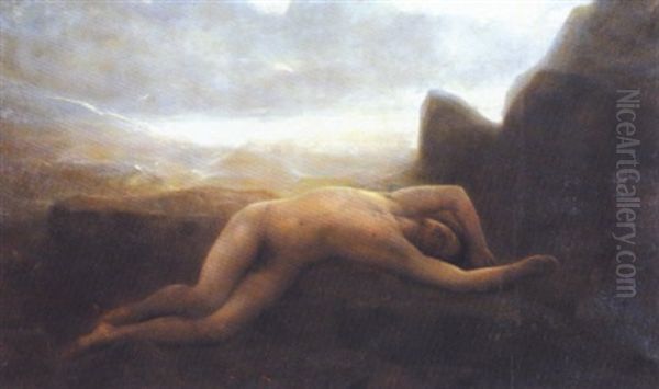 La Mort De Leandre Oil Painting by Charles Auguste Sellier