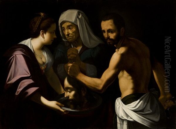 Salome Riceve La Testa Del Battista  (salome Receives Saint John The Baptist's Head) Oil Painting by Carlo Sellitto