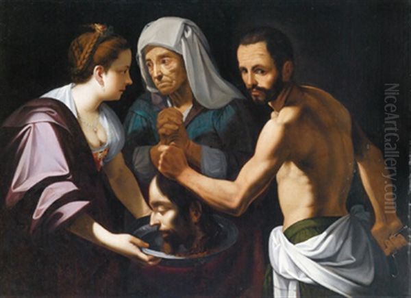 Salome Empfangt Das Haupt Des Taufers - Salome Riceve La Testa Del Battista Oil Painting by Carlo Sellitto